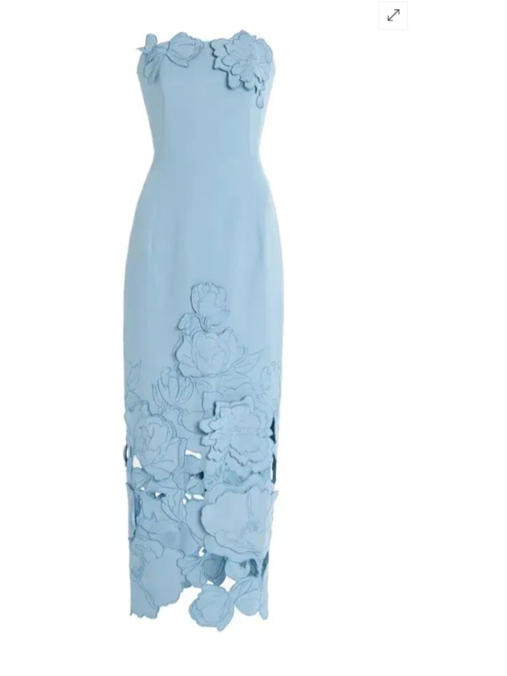 Leo Lin Floral Appliqué Light Blue Maxi Dress